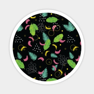 Black and Pink Banana Jungle Print Magnet